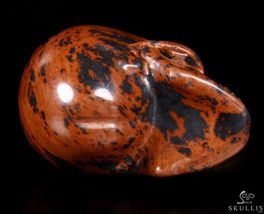 2.0" Mahogany Obsidian Carved Crystal Skull, Realistic 2.0" Mahogany Obsidian Carved Crystal Skull, Realistic