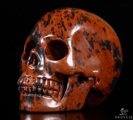 2.0" Mahogany Obsidian Carved Crystal Skull, Realistic 2.0" Mahogany Obsidian Carved Crystal Skull, Realistic