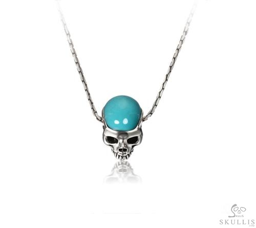 Turquoise & 925 Sterling Silver Carved Crystal Skull Pendant,925 Sterling Silver Turquoise & 925 Sterling Silver Carved Crystal Skull Pendant,925 Sterling Silver