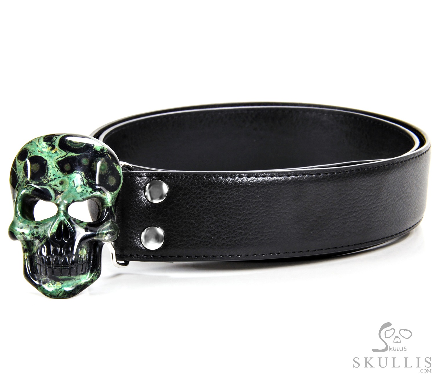 The Vanguard Buckle - Kambaba Jasper Hand Carved Crystal Skull Buckle with Genuine Leather, Skull Jewelry, for Women & Men The Vanguard Buckle - Kambaba Jasper Hand Carved Crystal Skull Buckle with Genuine Leather, Skull Jewelry, for Women & Men