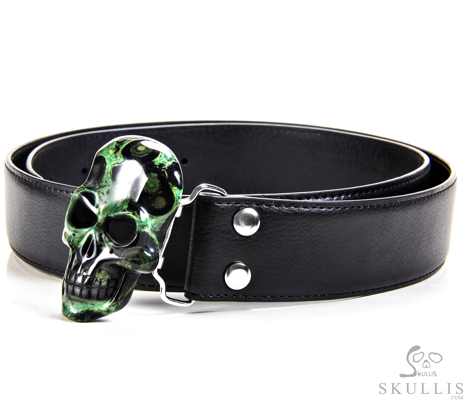 The Vanguard Buckle - Kambaba Jasper Hand Carved Crystal Skull Buckle with Genuine Leather, Skull Jewelry, for Women & Men The Vanguard Buckle - Kambaba Jasper Hand Carved Crystal Skull Buckle with Genuine Leather, Skull Jewelry, for Women & Men
