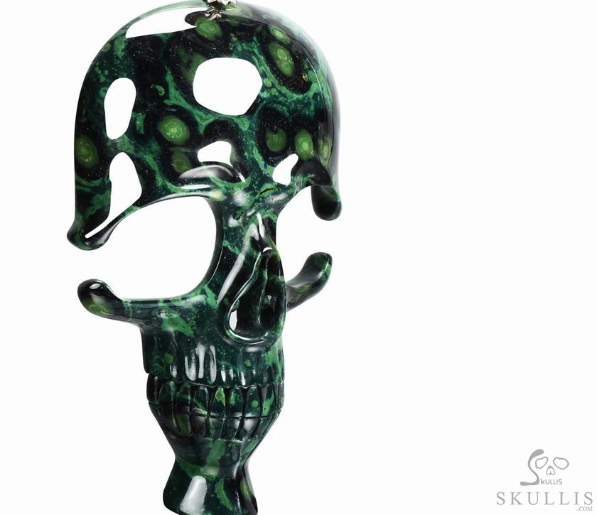 NEW STYLE HUGE 5.2" Kambaba Jasper & 925 Sterling Silver Carved Crystal Skull Mask Pendant with 925 Sterling Silver NEW STYLE HUGE 5.2" Kambaba Jasper & 925 Sterling Silver Carved Crystal Skull Mask Pendant with 925 Sterling Silver