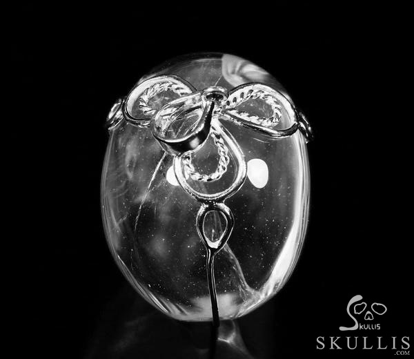 Transparent! Quartz Rock Crystal & 925 Sterling Silver Carved Crystal Skull Pendant with 925 Sterling Silver Transparent! Quartz Rock Crystal & 925 Sterling Silver Carved Crystal Skull Pendant with 925 Sterling Silver