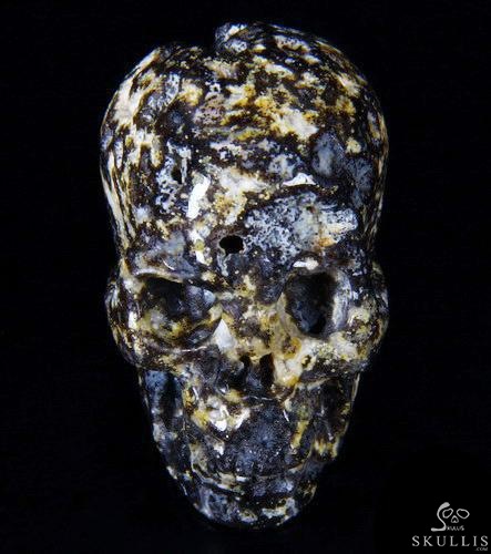 2.0" Blue Ocean Agate Carved Crystal Skull, Realistic 2.0" Blue Ocean Agate Carved Crystal Skull, Realistic