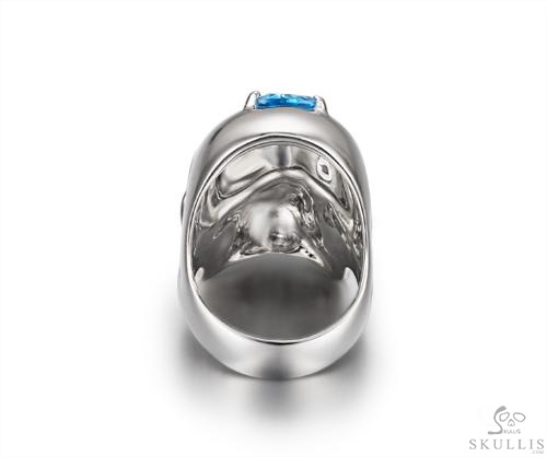 Third Eye - Sky Blue Topaz in Rhodium Plated 925 Sterling Silver Skull Ring Third Eye - Sky Blue Topaz in Rhodium Plated 925 Sterling Silver Skull Ring