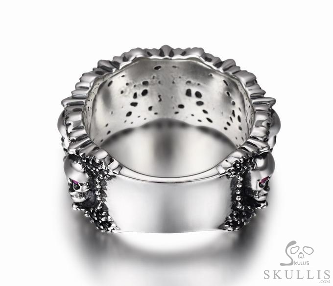 Eyes of Five Elements - 925 Sterling Silver Skulls Ring with Ruby Eyes, Skull Jewelry, for Women & Men Eyes of Five Elements - 925 Sterling Silver Skulls Ring with Ruby Eyes, Skull Jewelry, for Women & Men