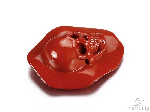 Red Jasper & 925 Sterling Silver Carved Crystal Skull with Leather Bracelet & 925 Sterling Silver Red Jasper & 925 Sterling Silver Carved Crystal Skull with Leather Bracelet & 925 Sterling Silver