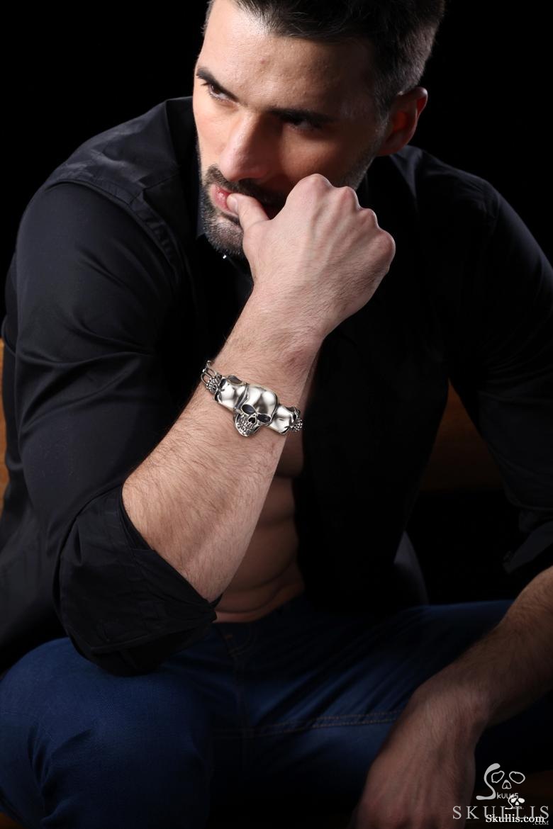 The Architect of Grace - Oxidized 925 Sterling Silver Skull Bracelet, Skull Jewelry, for Women & Men The Architect of Grace - Oxidized 925 Sterling Silver Skull Bracelet, Skull Jewelry, for Women & Men