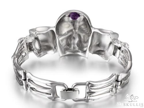 The Architect of Grace - Amethyst & 925 Sterling Silver in Rhodium Plated 925 Sterling Silver Skull Bracelet, Skull Jewelry, for Women & Men The Architect of Grace - Amethyst & 925 Sterling Silver in Rhodium Plated 925 Sterling Silver Skull Bracelet, Skull Jewelry, for Women & Men