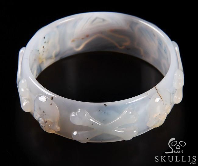 The Relic's Embrace - Agate Hand Carved Crystal Skull Bangle, Crystal Healing Skull Jewelry, for Women & Men The Relic's Embrace - Agate Hand Carved Crystal Skull Bangle, Crystal Healing Skull Jewelry, for Women & Men
