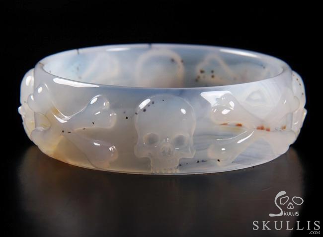 The Relic's Embrace - Agate Hand Carved Crystal Skull Bangle, Crystal Healing Skull Jewelry, for Women & Men The Relic's Embrace - Agate Hand Carved Crystal Skull Bangle, Crystal Healing Skull Jewelry, for Women & Men