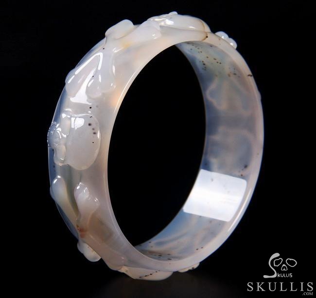 The Relic's Embrace - Agate Hand Carved Crystal Skull Bangle, Crystal Healing Skull Jewelry, for Women & Men The Relic's Embrace - Agate Hand Carved Crystal Skull Bangle, Crystal Healing Skull Jewelry, for Women & Men
