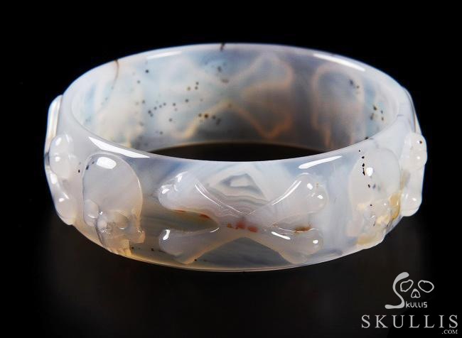 The Relic's Embrace - Agate Hand Carved Crystal Skull Bangle, Crystal Healing Skull Jewelry, for Women & Men The Relic's Embrace - Agate Hand Carved Crystal Skull Bangle, Crystal Healing Skull Jewelry, for Women & Men