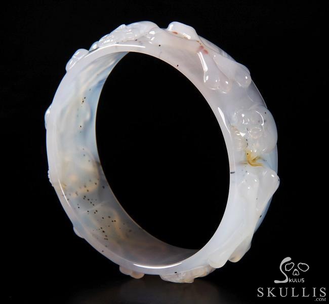 The Relic's Embrace - Agate Hand Carved Crystal Skull Bangle, Crystal Healing Skull Jewelry, for Women & Men The Relic's Embrace - Agate Hand Carved Crystal Skull Bangle, Crystal Healing Skull Jewelry, for Women & Men