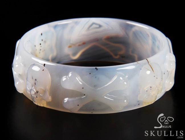 The Relic's Embrace - Agate Hand Carved Crystal Skull Bangle, Crystal Healing Skull Jewelry, for Women & Men The Relic's Embrace - Agate Hand Carved Crystal Skull Bangle, Crystal Healing Skull Jewelry, for Women & Men