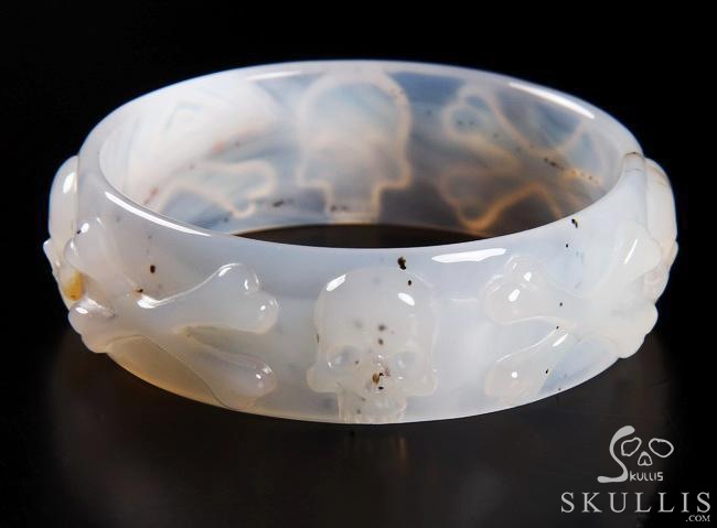 The Relic's Embrace - Agate Hand Carved Crystal Skull Bangle, Crystal Healing Skull Jewelry, for Women & Men The Relic's Embrace - Agate Hand Carved Crystal Skull Bangle, Crystal Healing Skull Jewelry, for Women & Men