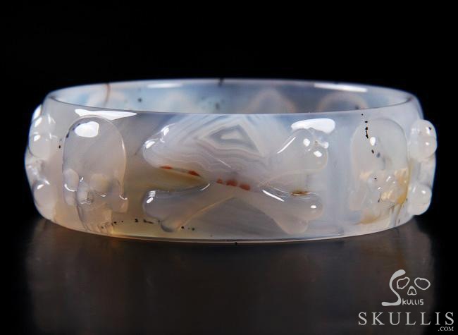The Relic's Embrace - Agate Hand Carved Crystal Skull Bangle, Crystal Healing Skull Jewelry, for Women & Men The Relic's Embrace - Agate Hand Carved Crystal Skull Bangle, Crystal Healing Skull Jewelry, for Women & Men