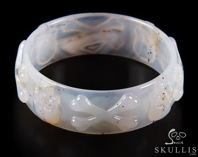 The Relic's Embrace - Agate Hand Carved Crystal Skull Bangle, Crystal Healing Skull Jewelry, for Women & Men The Relic's Embrace - Agate Hand Carved Crystal Skull Bangle, Crystal Healing Skull Jewelry, for Women & Men