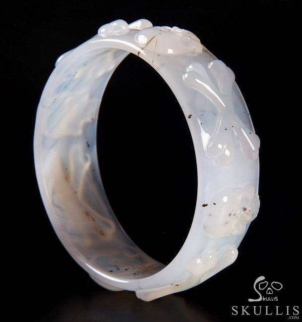 The Relic's Embrace - Agate Hand Carved Crystal Skull Bangle, Crystal Healing Skull Jewelry, for Women & Men The Relic's Embrace - Agate Hand Carved Crystal Skull Bangle, Crystal Healing Skull Jewelry, for Women & Men