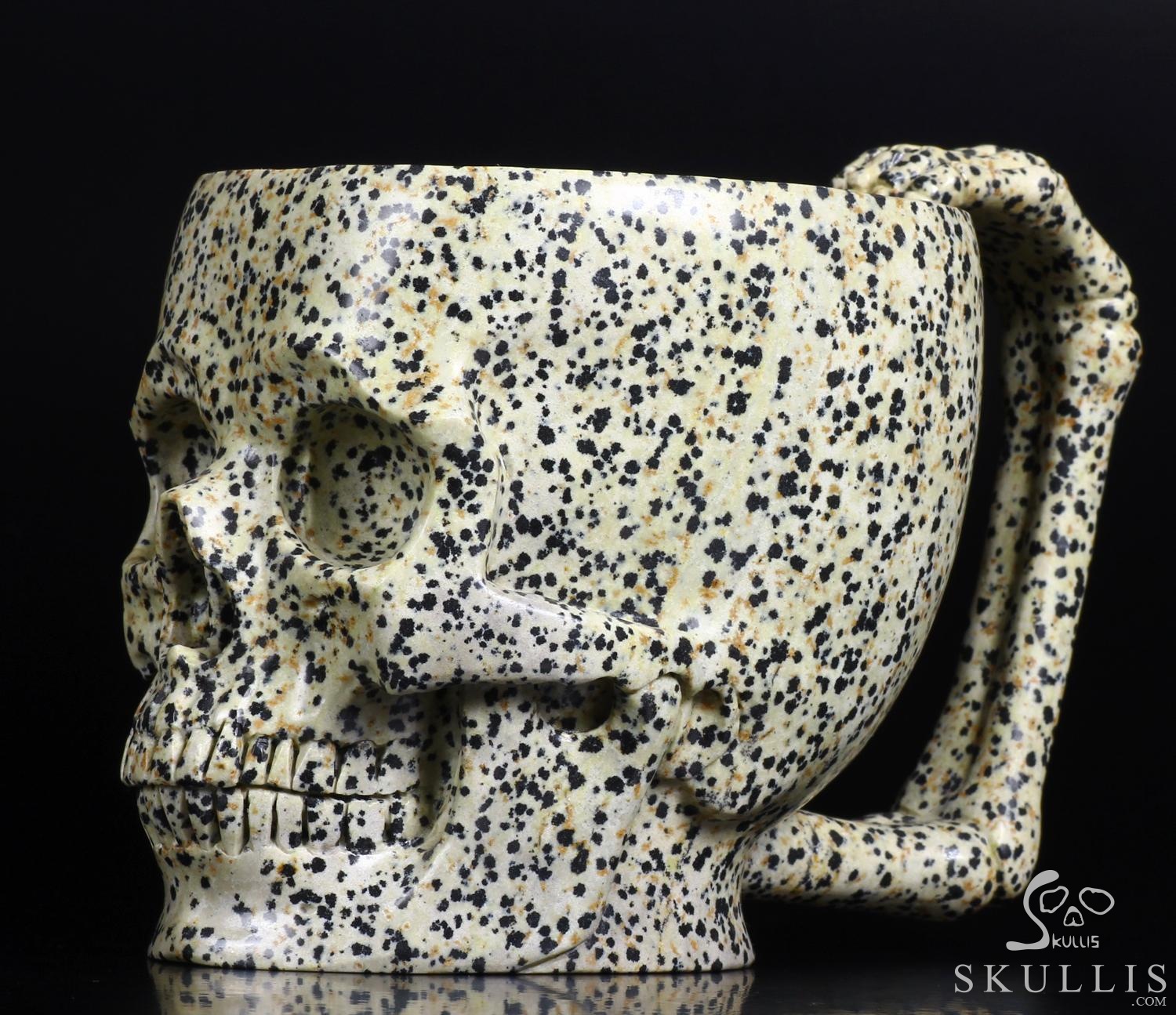 Huge 6.6" Dalmatian Jasper Carved Crystal Skull Coffee Mug Huge 6.6" Dalmatian Jasper Carved Crystal Skull Coffee Mug