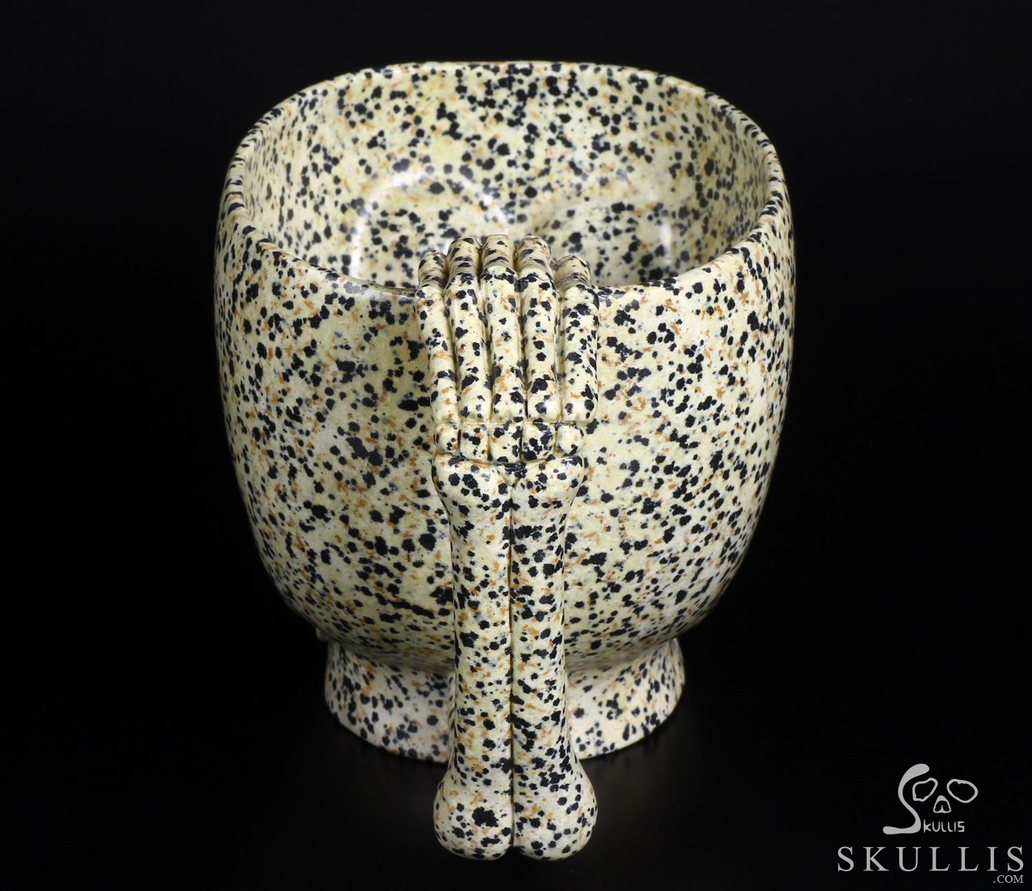 Huge 6.6" Dalmatian Jasper Carved Crystal Skull Coffee Mug Huge 6.6" Dalmatian Jasper Carved Crystal Skull Coffee Mug