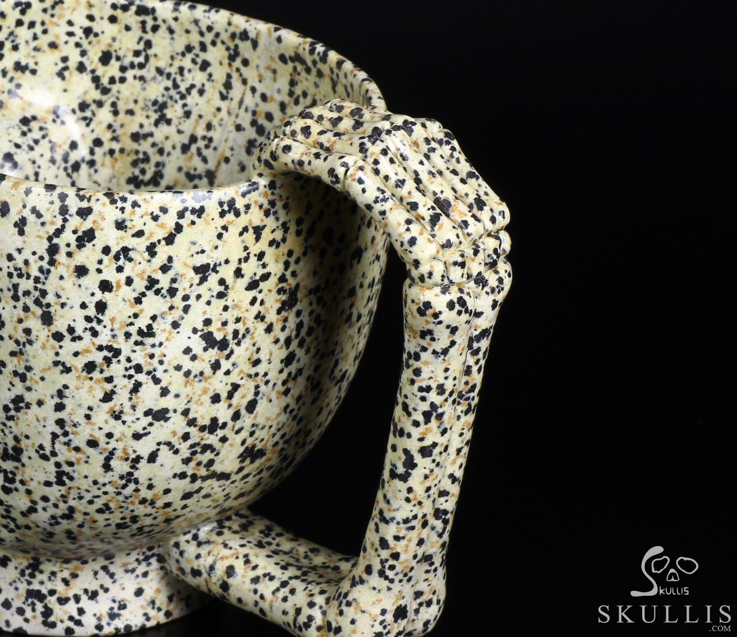 Huge 6.6" Dalmatian Jasper Carved Crystal Skull Coffee Mug Huge 6.6" Dalmatian Jasper Carved Crystal Skull Coffee Mug