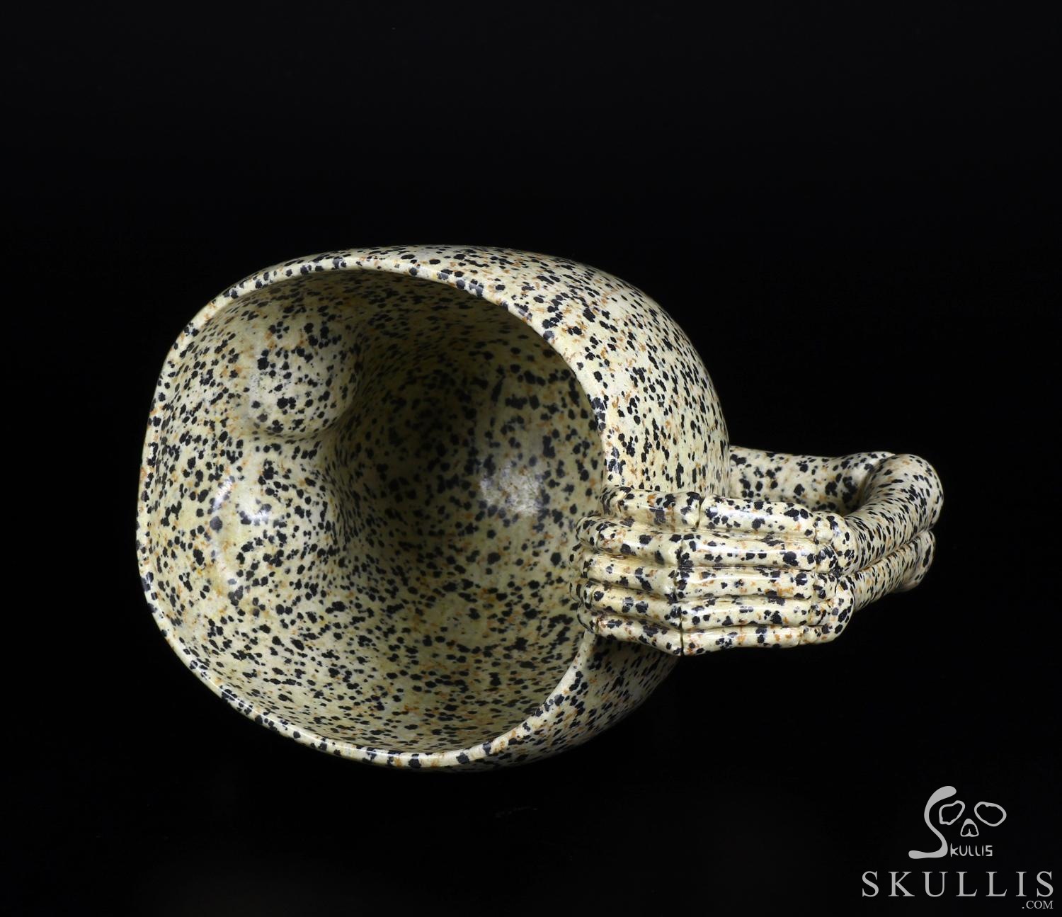 Huge 6.6" Dalmatian Jasper Carved Crystal Skull Coffee Mug Huge 6.6" Dalmatian Jasper Carved Crystal Skull Coffee Mug