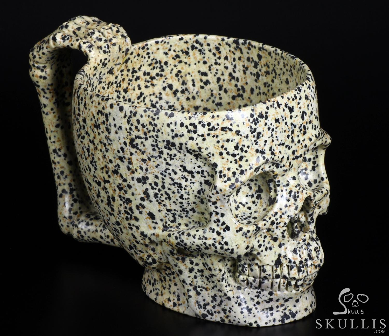 Huge 6.6" Dalmatian Jasper Carved Crystal Skull Coffee Mug Huge 6.6" Dalmatian Jasper Carved Crystal Skull Coffee Mug