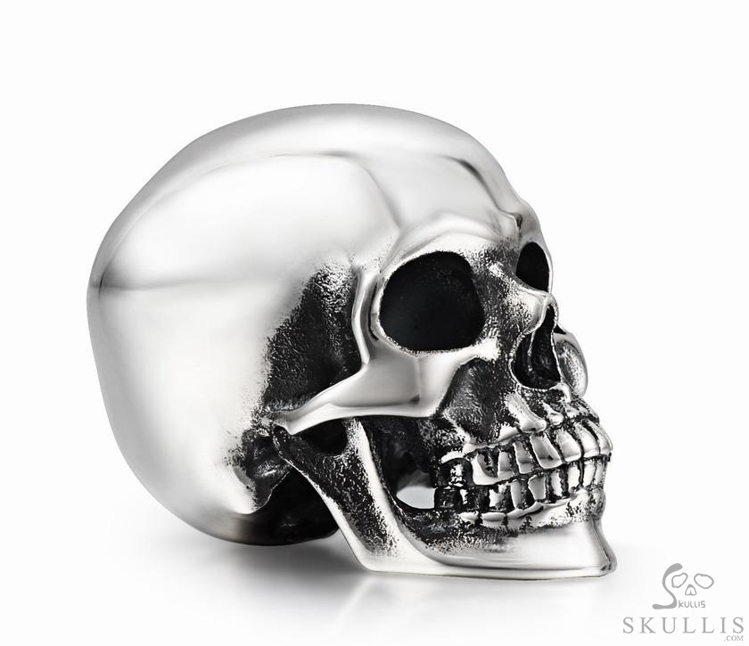 1.1" Oxidized & 925 Sterling Silver Skull, Super Realistic 1.1" Oxidized & 925 Sterling Silver Skull, Super Realistic