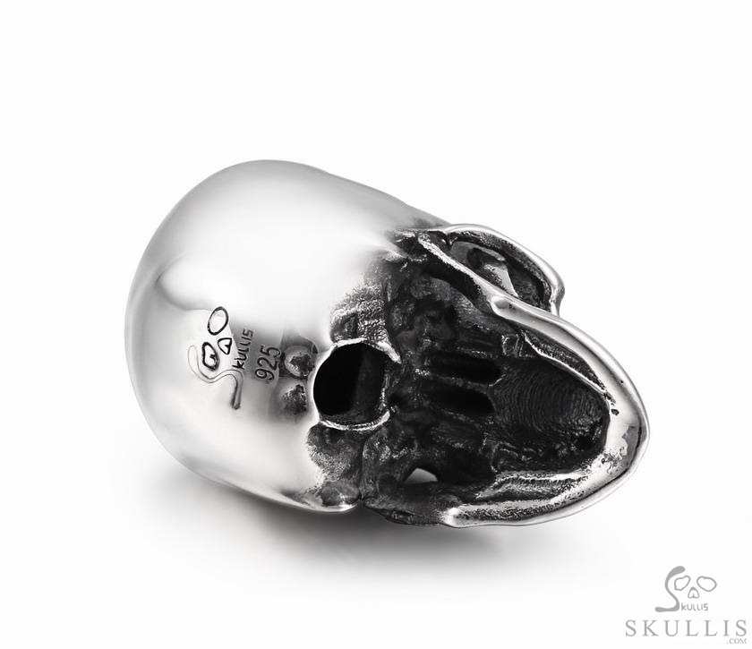 1.1" Oxidized & 925 Sterling Silver Skull, Super Realistic 1.1" Oxidized & 925 Sterling Silver Skull, Super Realistic