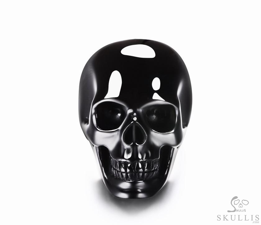 The Poetic Dreamer - Solid Black Obsidian & 925 Sterling Silver Hand Carved Crystal Skull Ring, Crystal Healing Skull Jewelry, for Women & Men The Poetic Dreamer - Solid Black Obsidian & 925 Sterling Silver Hand Carved Crystal Skull Ring, Crystal Healing Skull Jewelry, for Women & Men