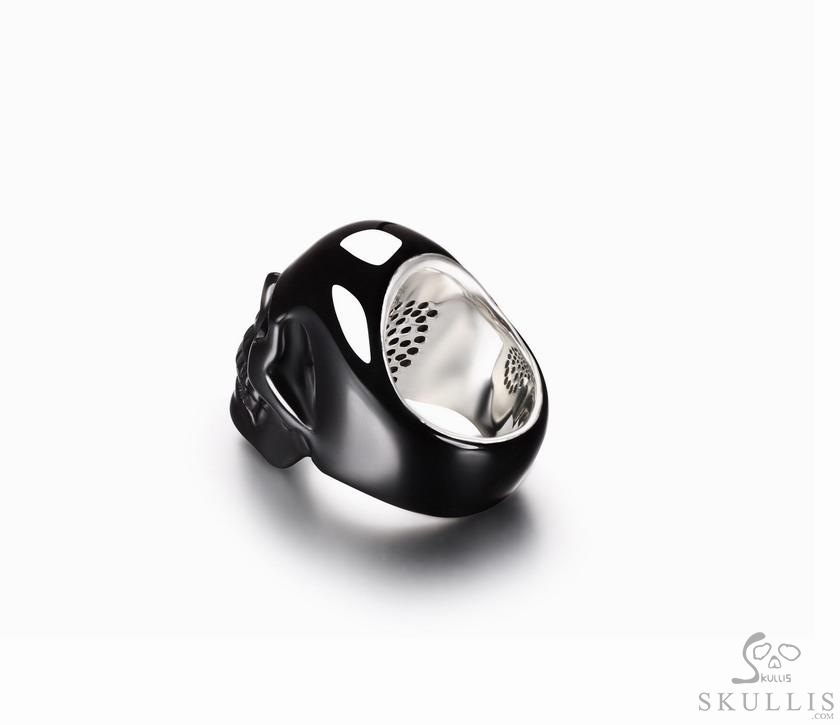 The Poetic Dreamer - Solid Black Obsidian & 925 Sterling Silver Hand Carved Crystal Skull Ring, Crystal Healing Skull Jewelry, for Women & Men The Poetic Dreamer - Solid Black Obsidian & 925 Sterling Silver Hand Carved Crystal Skull Ring, Crystal Healing Skull Jewelry, for Women & Men