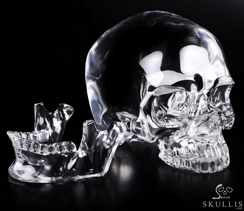 Lifesized Optically Clear 7.5" K9 CRYSTAL Carved Crystal Detachable Skulls, Super Realistic, Crystal Healing Lifesized Optically Clear 7.5" K9 CRYSTAL Carved Crystal Detachable Skulls, Super Realistic, Crystal Healing