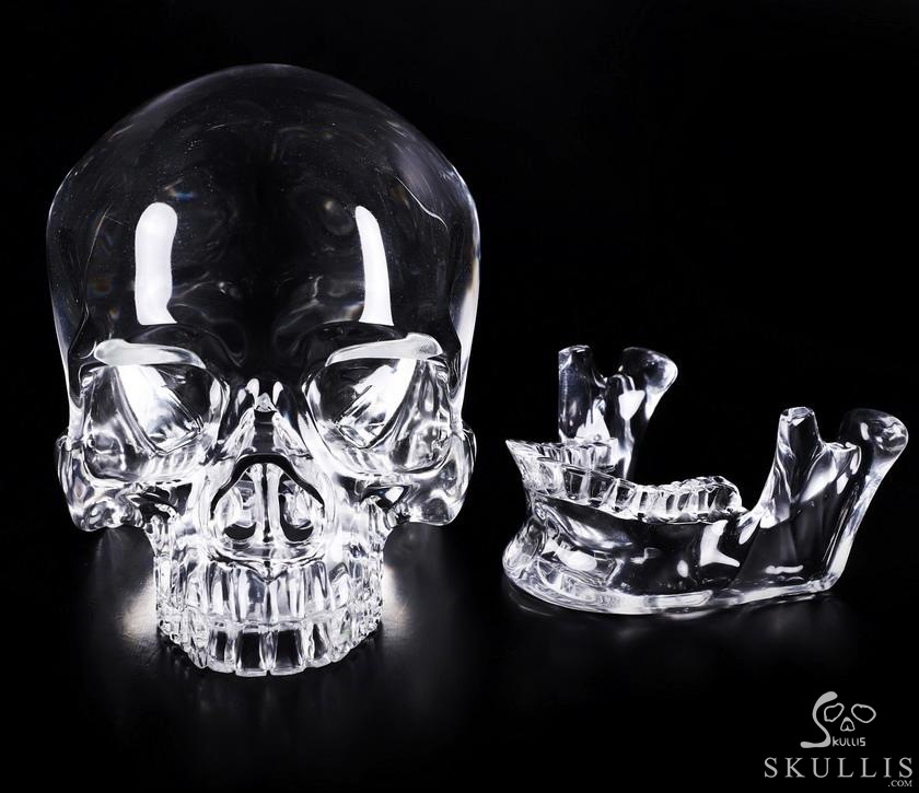 Lifesized Optically Clear 7.5" K9 CRYSTAL Carved Crystal Detachable Skulls, Super Realistic, Crystal Healing Lifesized Optically Clear 7.5" K9 CRYSTAL Carved Crystal Detachable Skulls, Super Realistic, Crystal Healing