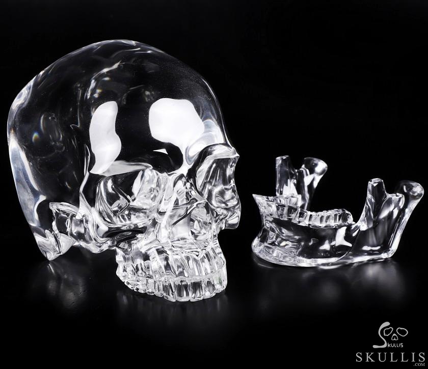 Lifesized Optically Clear 7.5" K9 CRYSTAL Carved Crystal Detachable Skulls, Super Realistic, Crystal Healing Lifesized Optically Clear 7.5" K9 CRYSTAL Carved Crystal Detachable Skulls, Super Realistic, Crystal Healing