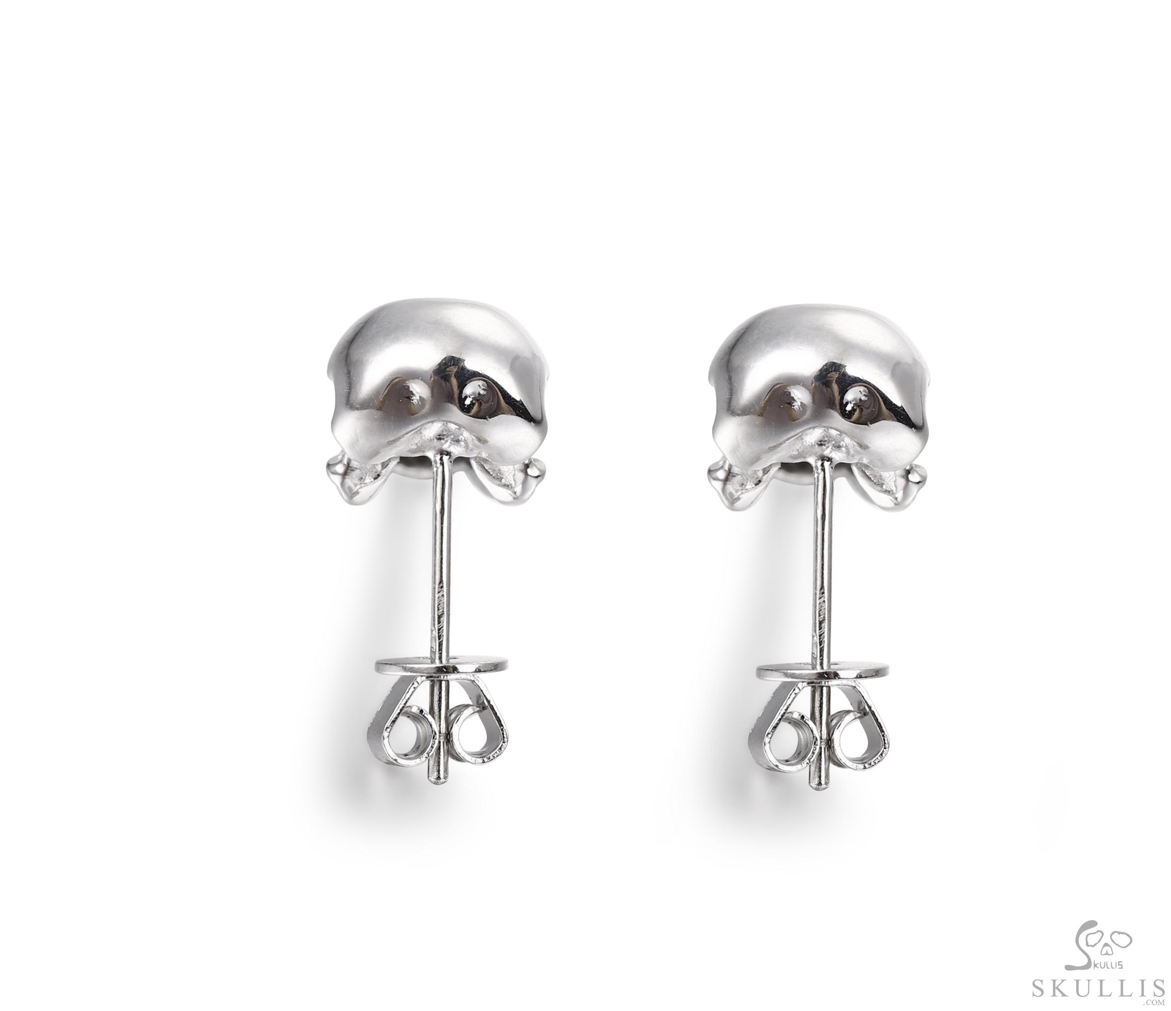 Tiny 0.9" 925 Sterling Silver Raven Skull Earrings Tiny 0.9" 925 Sterling Silver Raven Skull Earrings