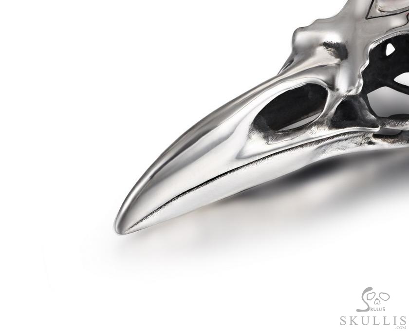 Night Pathfinder - 925 Sterling Silver Raven Skull Pendant with Moonstone inlay, Skull Jewelry, for Women & Men Night Pathfinder - 925 Sterling Silver Raven Skull Pendant with Moonstone inlay, Skull Jewelry, for Women & Men