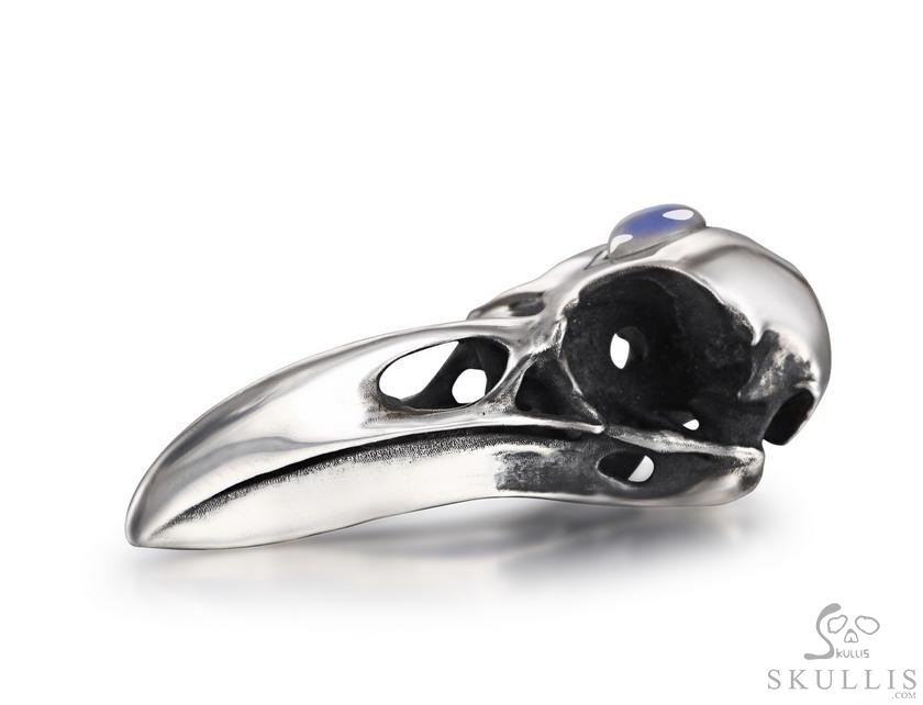 Night Pathfinder - 925 Sterling Silver Raven Skull Pendant with Moonstone inlay, Skull Jewelry, for Women & Men Night Pathfinder - 925 Sterling Silver Raven Skull Pendant with Moonstone inlay, Skull Jewelry, for Women & Men