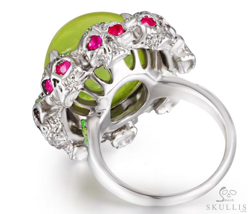 Circle of Fate - Gem Skull Ring of Lemon Stone Hand Carved with Skull Ruby Eyes Skulls in 925 Sterling Silver, Crystal Healing Skull Jewelry, for Women & Men Circle of Fate - Gem Skull Ring of Lemon Stone Hand Carved with Skull Ruby Eyes Skulls in 925 Sterling Silver, Crystal Healing Skull Jewelry, for Women & Men