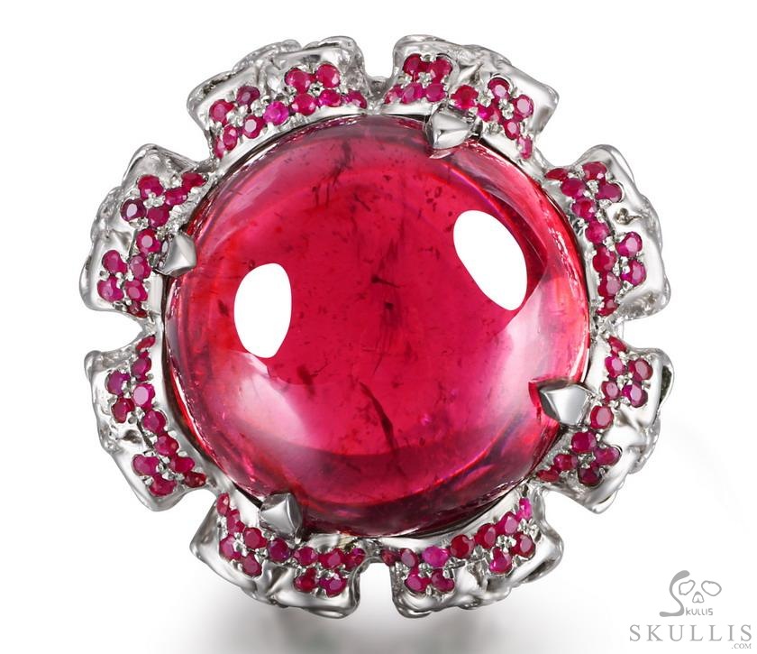 Circle of Fate - Gem Skull Ring of Ruby Hand Carved with Skulls in 925 Sterling Silver, Crystal Healing Skull Jewelry, for Women & Men Circle of Fate - Gem Skull Ring of Ruby Hand Carved with Skulls in 925 Sterling Silver, Crystal Healing Skull Jewelry, for Women & Men