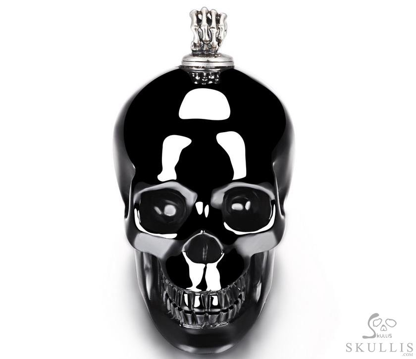 Perching Point - Necklace of 1.4" Black Obsidian Hand Carved Crystal Skull Perfume Bottle Pendant, Crystal Healing Skull Jewelry, for Women & Men Perching Point - Necklace of 1.4" Black Obsidian Hand Carved Crystal Skull Perfume Bottle Pendant, Crystal Healing Skull Jewelry, for Women & Men