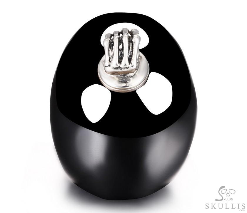Perching Point - Necklace of 1.4" Black Obsidian Hand Carved Crystal Skull Perfume Bottle Pendant, Crystal Healing Skull Jewelry, for Women & Men Perching Point - Necklace of 1.4" Black Obsidian Hand Carved Crystal Skull Perfume Bottle Pendant, Crystal Healing Skull Jewelry, for Women & Men