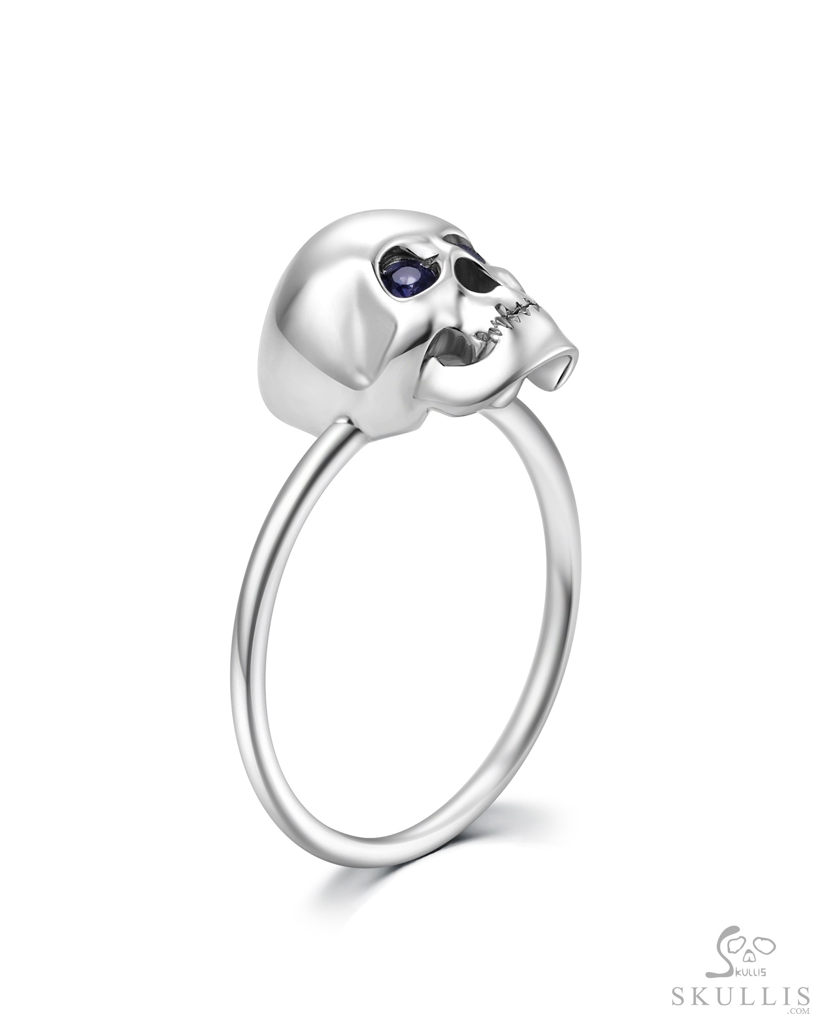 The Blue Witness - 925 Sterling Silver Skull Ring with Sapphire Eyes, Skull Jewelry, for Women & Men The Blue Witness - 925 Sterling Silver Skull Ring with Sapphire Eyes, Skull Jewelry, for Women & Men
