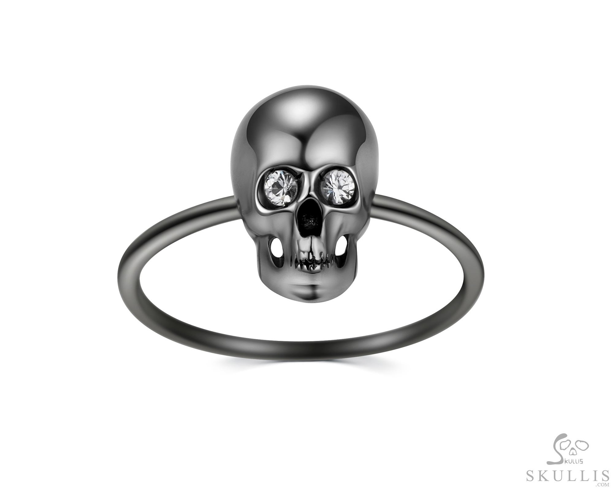 The White Witness - Black-plated 925 Sterling Silver Skull Ring with Zircon Eyes, Skull Jewelry, for Women & Men The White Witness - Black-plated 925 Sterling Silver Skull Ring with Zircon Eyes, Skull Jewelry, for Women & Men