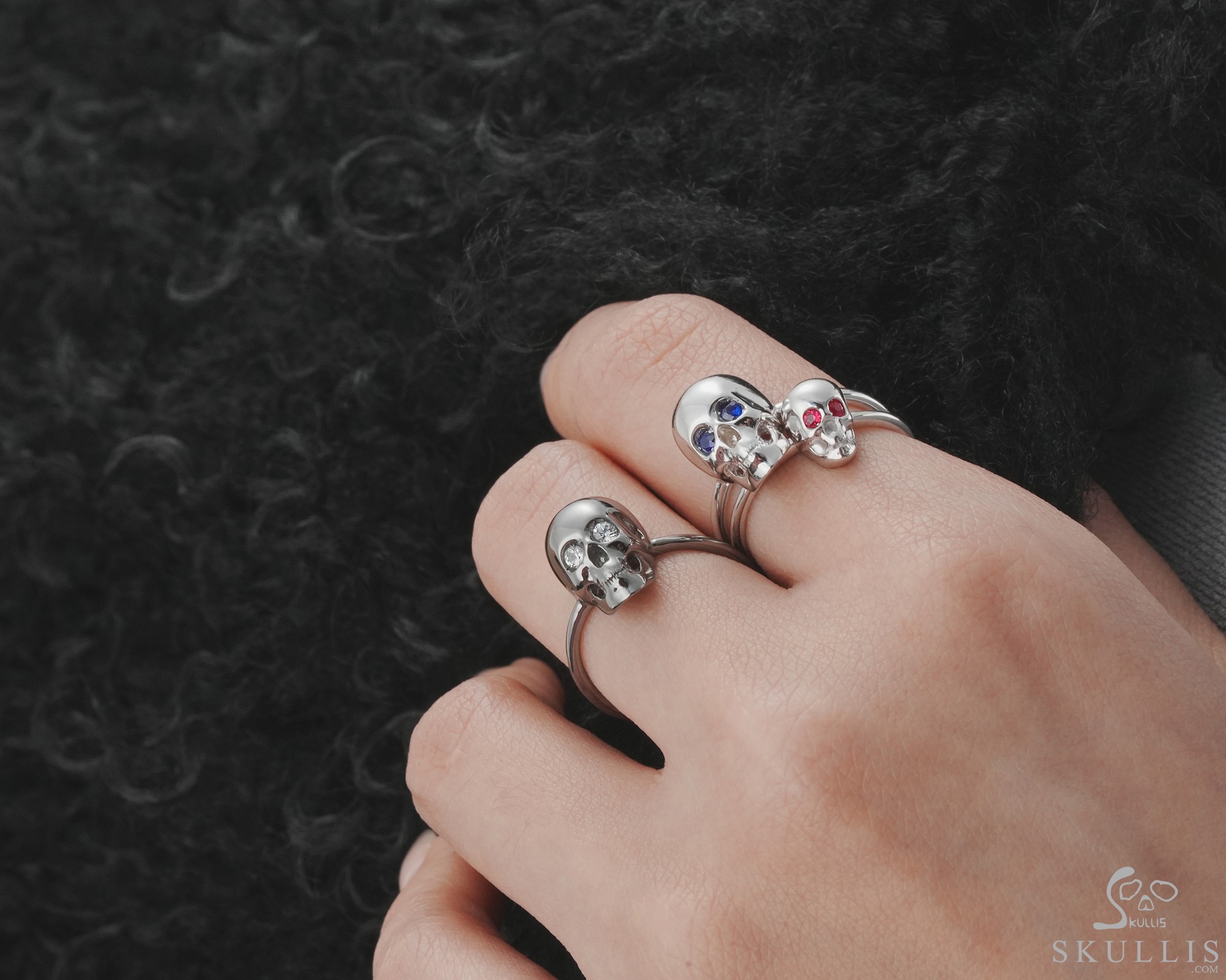 The White Witness - Black-plated 925 Sterling Silver Skull Ring with Zircon Eyes, Skull Jewelry, for Women & Men The White Witness - Black-plated 925 Sterling Silver Skull Ring with Zircon Eyes, Skull Jewelry, for Women & Men