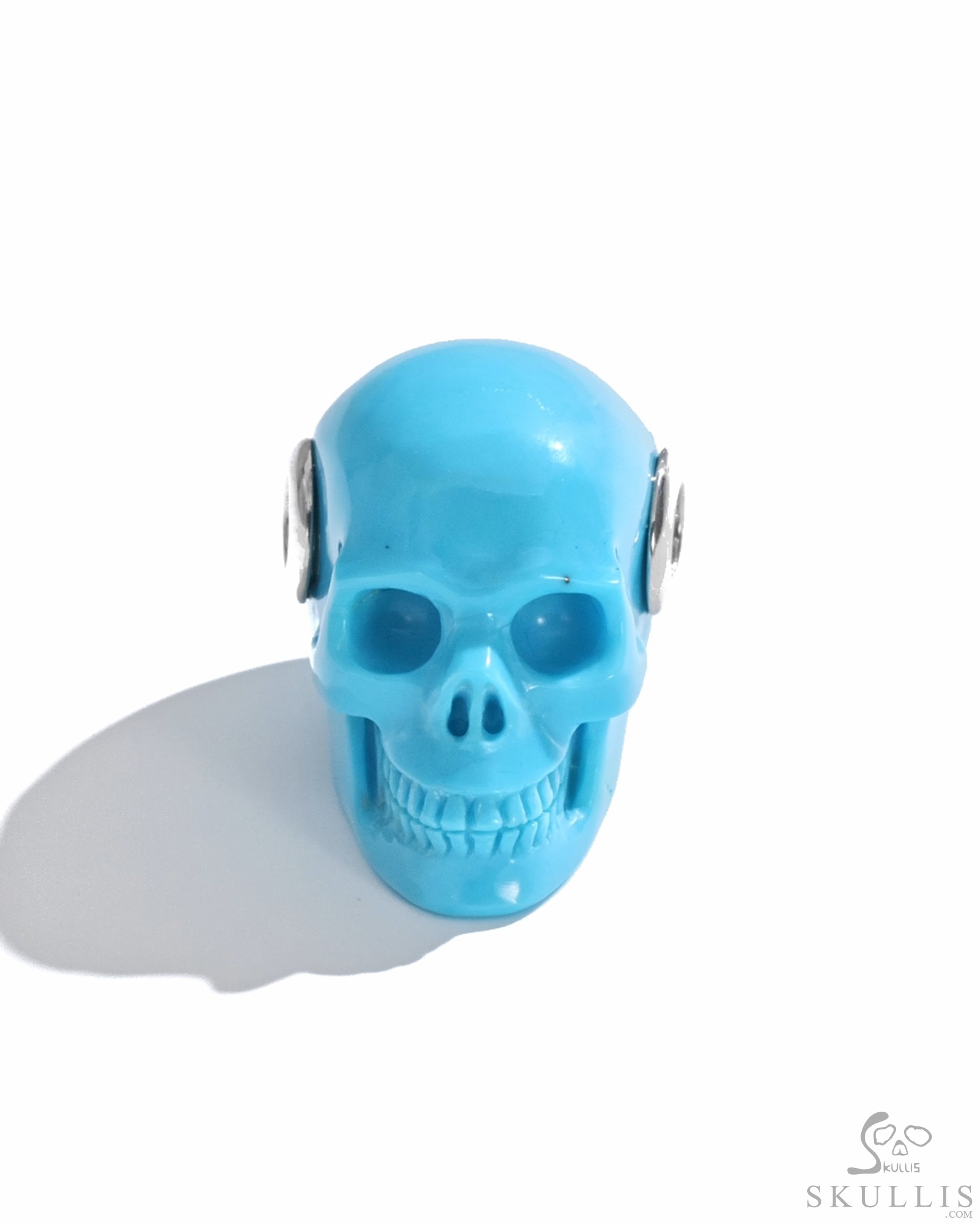 Gemstone Necklace of 0.9" Turquoise Hand Carved Crystal Skull Pendant, Skull Jewelry Gemstone Necklace of 0.9" Turquoise Hand Carved Crystal Skull Pendant, Skull Jewelry