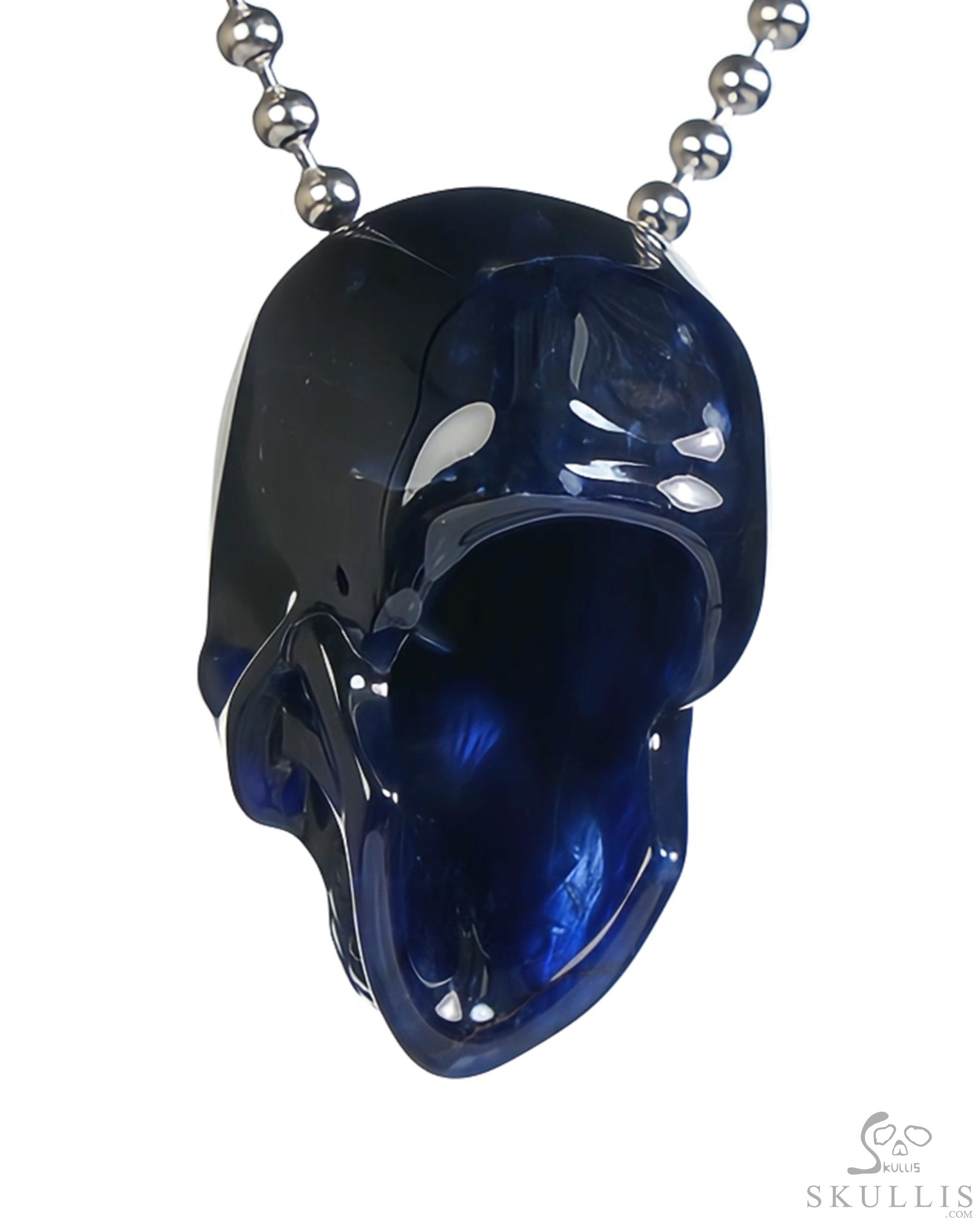Hollow Essence - Gem Skull Pendant Necklace of Sodalite Hand Carved Hollow Crystal Skull, Crystal Healing Skull Jewelry, for Women & Men Hollow Essence - Gem Skull Pendant Necklace of Sodalite Hand Carved Hollow Crystal Skull, Crystal Healing Skull Jewelry, for Women & Men