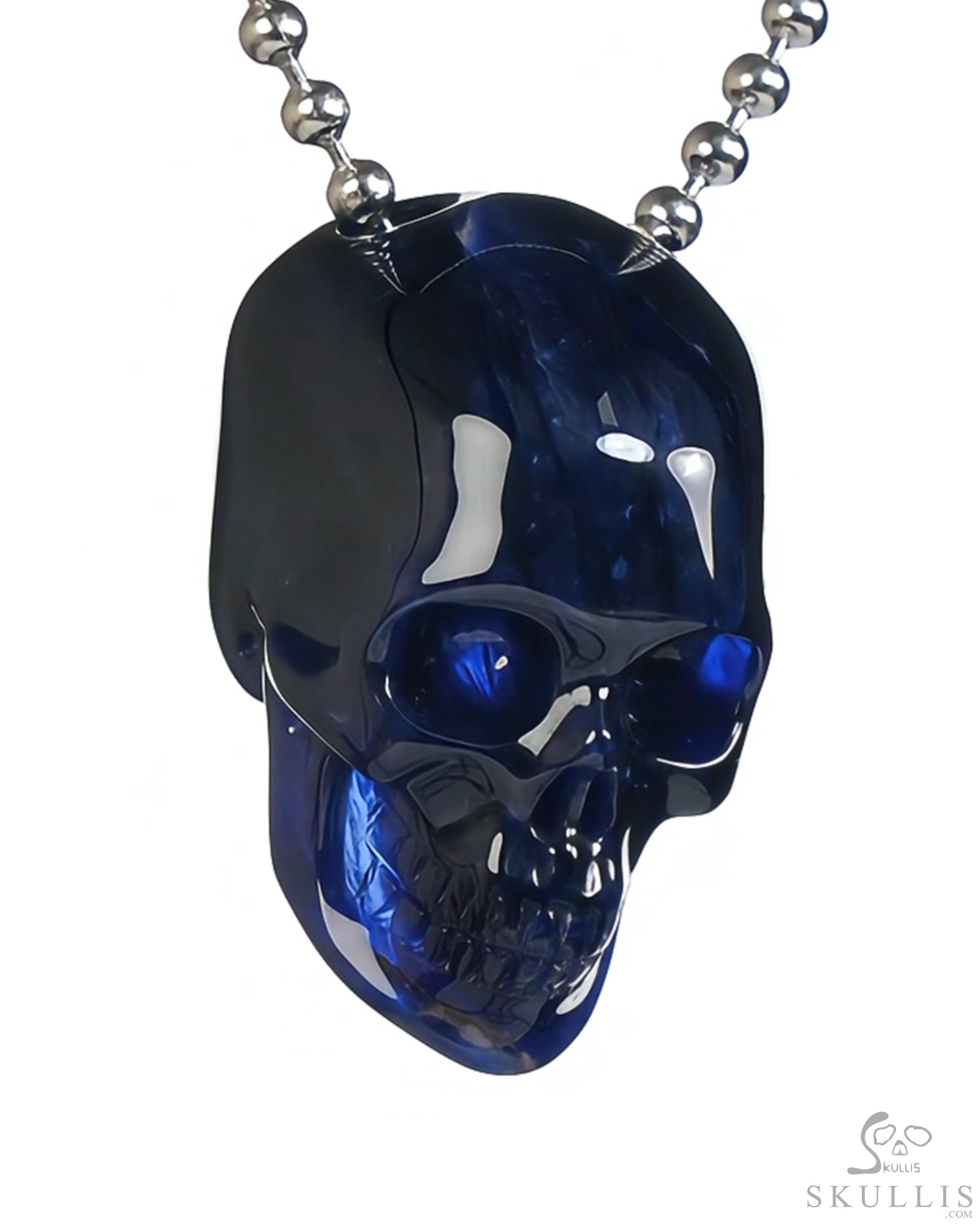 Hollow Essence - Gem Skull Pendant Necklace of Sodalite Hand Carved Hollow Crystal Skull, Crystal Healing Skull Jewelry, for Women & Men Hollow Essence - Gem Skull Pendant Necklace of Sodalite Hand Carved Hollow Crystal Skull, Crystal Healing Skull Jewelry, for Women & Men