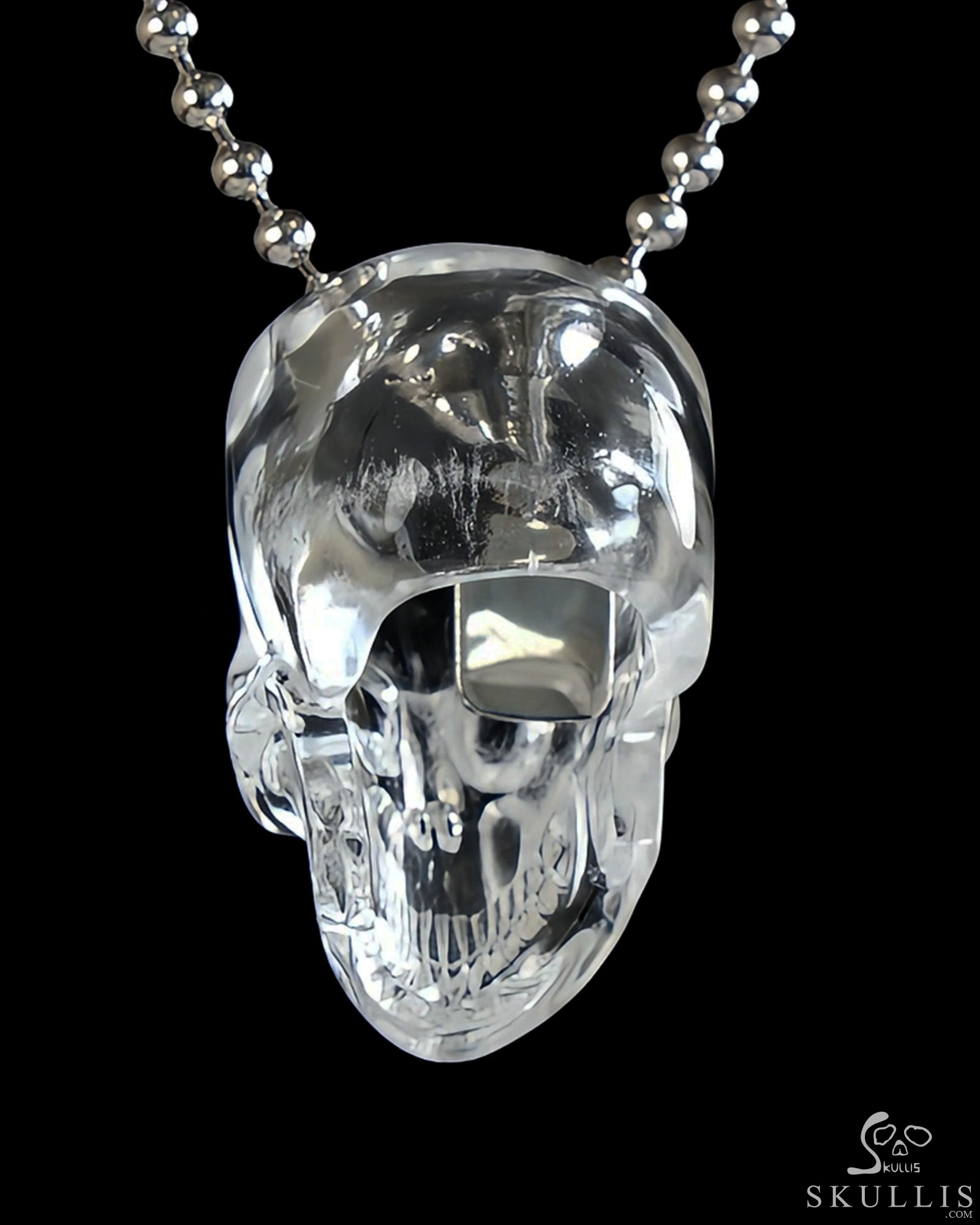 Hollow Essence - Gem Skull Pendant Necklace of Quartz Rock Crystal Hand Carved Hollow Crystal Skull, Crystal Healing Skull Jewelry, for Women & Men Hollow Essence - Gem Skull Pendant Necklace of Quartz Rock Crystal Hand Carved Hollow Crystal Skull, Crystal Healing Skull Jewelry, for Women & Men