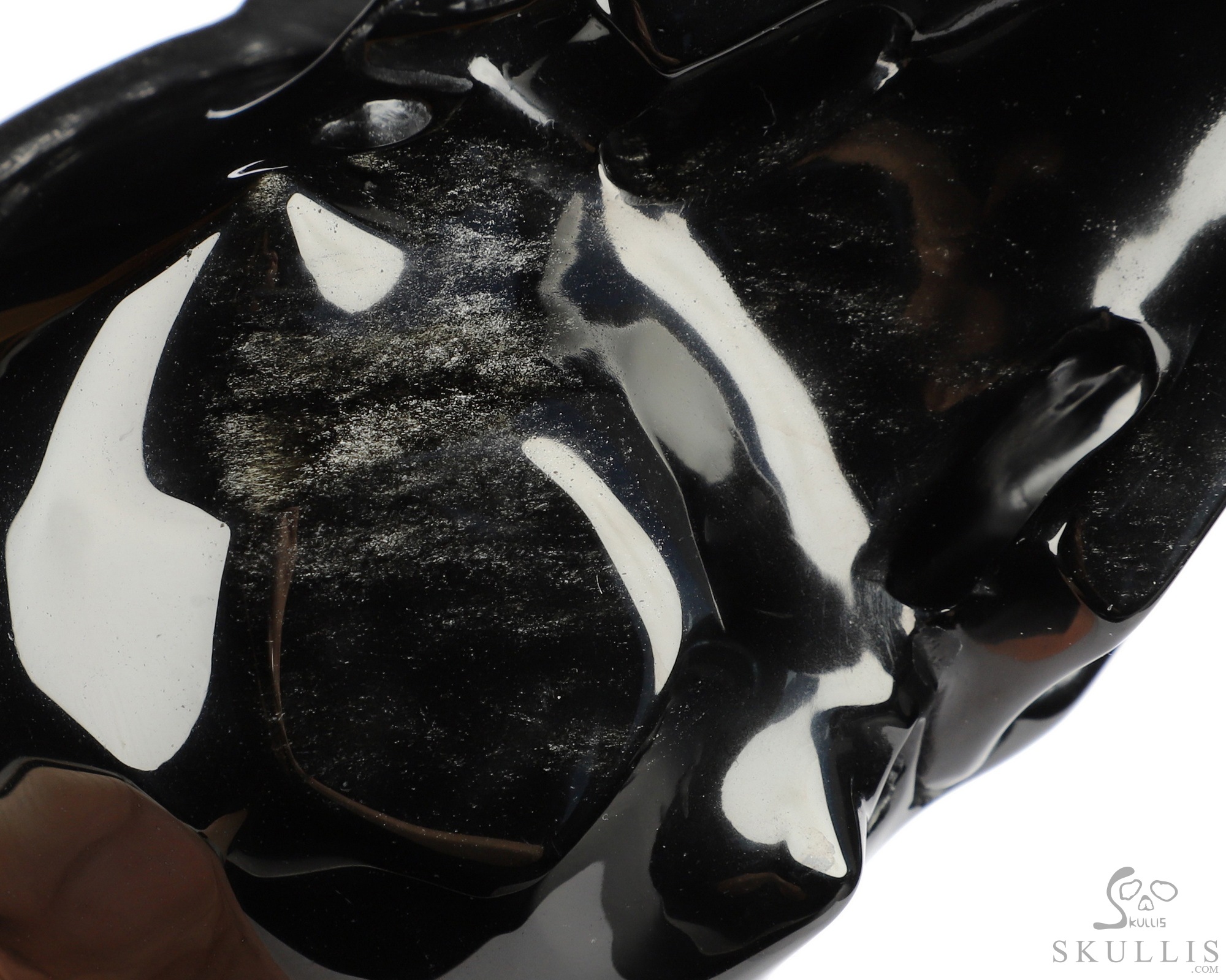 5.1" Black Obsidian Hand Carved Crystal Skull and Navy Cap Fine Art Sculpture, Crystal Healing 5.1" Black Obsidian Hand Carved Crystal Skull and Navy Cap Fine Art Sculpture, Crystal Healing